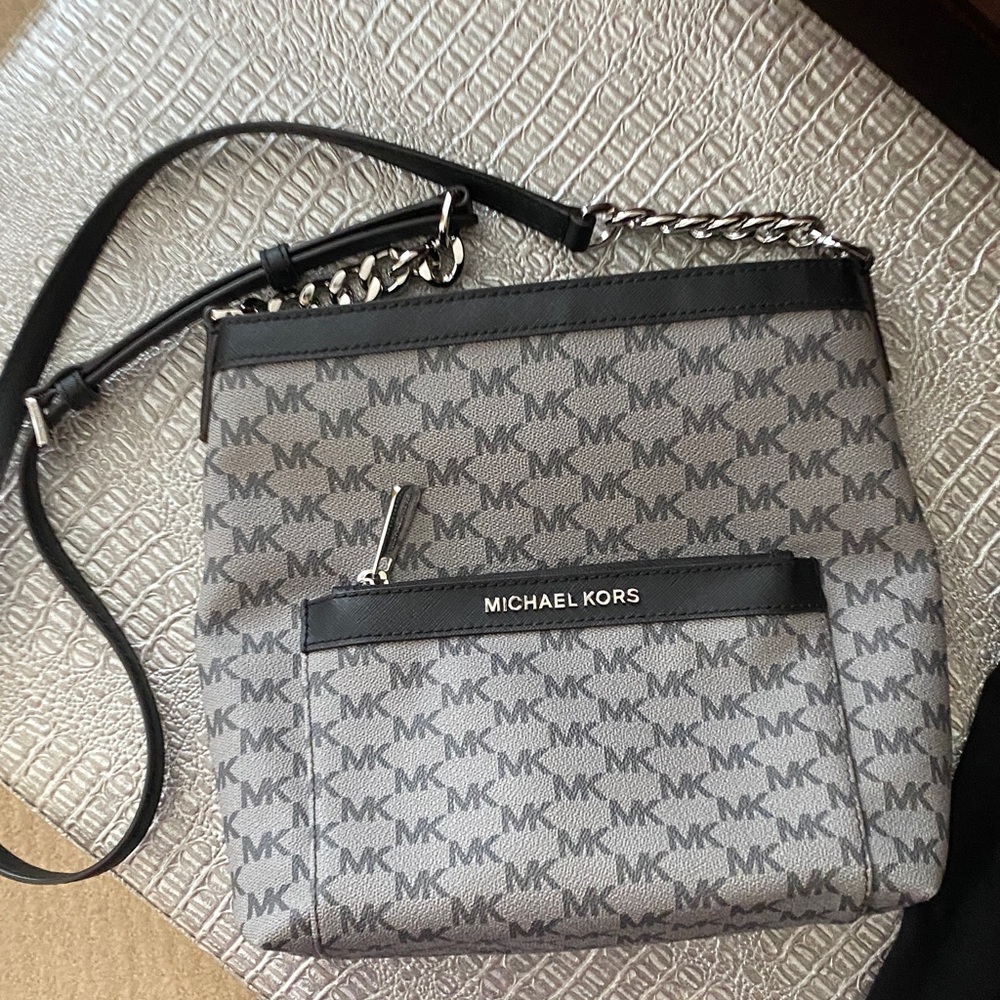 Michael Kors Gray and Black Crossbody Bag
